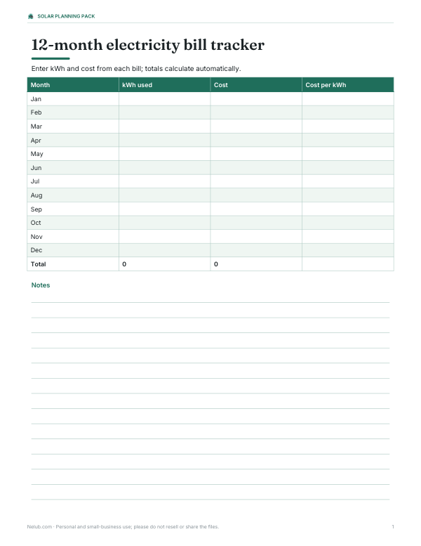 Preview of Printable Electricity Bill Tracker
